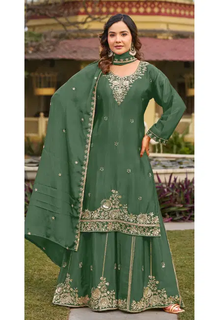 10032 A To D By Zorista Chinnon Silk Online Pakistani Sharara Suits Wholesale
